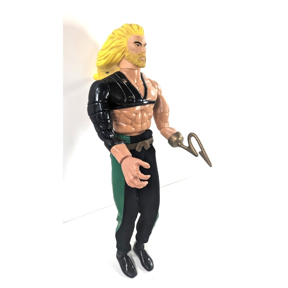 Vintage DC Comics Aquaman Action Figure 11.5 Inch Hook Hand 90s Long Hair Beard